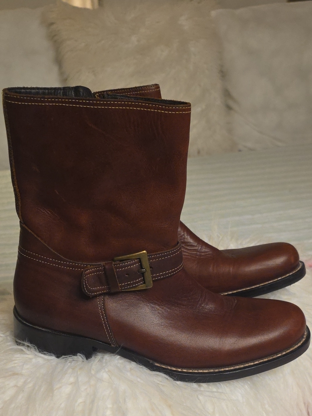 Cole Haan Men's Chestnut Brown Leather Harness Boots Size 8